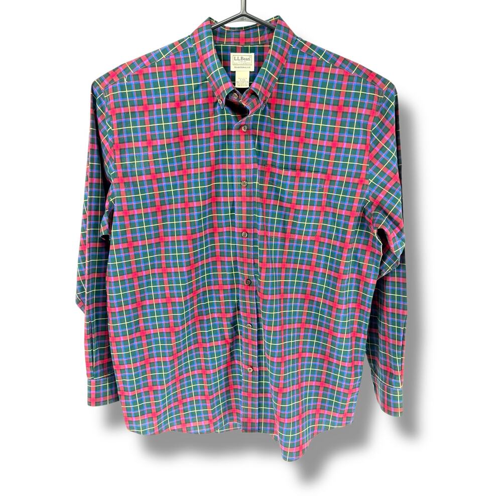 L.L. Bean Traditional Fit Plaid Flannel Button Down Shirt Mens XL Cabincore